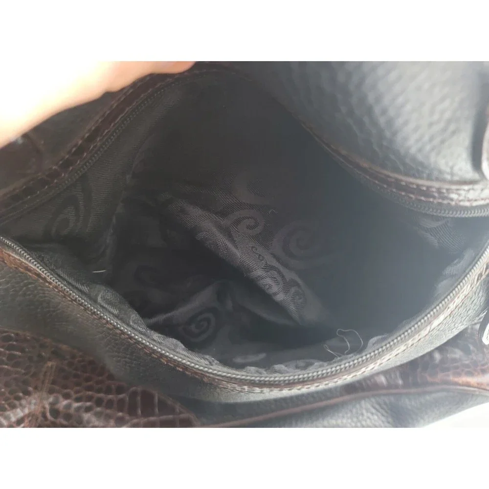 Brighton Black Pebbled Leather Purse Handbag Hobo 2 Compartments Heart w/Case